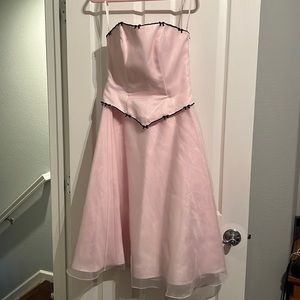 Soft pink strapless dress
